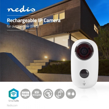 SmartLife Camera voor Buiten | Wi-Fi | Full HD 1080p | IP65 | Cloud Opslag (optioneel) / microSD (niet inbegrepen) | 5 V DC | Met bewegingssensor | Nachtzicht | Android™ / IOS | Wit