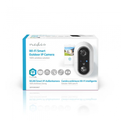 SmartLife Camera voor Buiten | Wi-Fi | Full HD 1080p | IP65 | Max. batterijduur: 4 Maanden | Cloud Opslag (optioneel) / microSD (niet inbegrepen) | 5 V DC | Met bewegingssensor | Nachtzicht | Wit
