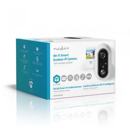 SmartLife Camera voor Buiten | Wi-Fi | Full HD 1080p | IP65 | Max. batterijduur: 4 Maanden | Cloud Opslag (optioneel) / microSD (niet inbegrepen) | 5 V DC | Met bewegingssensor | Nachtzicht | Wit