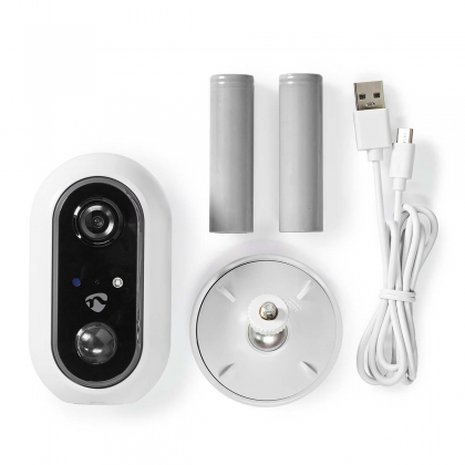 SmartLife Camera voor Buiten | Wi-Fi | Full HD 1080p | IP65 | Max. batterijduur: 4 Maanden | Cloud Opslag (optioneel) / microSD (niet inbegrepen) | 5 V DC | Met bewegingssensor | Nachtzicht | Wit