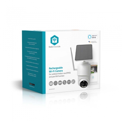 SmartLife Camera voor Buiten | Wi-Fi | Full HD 1080p | Kiep en kantel | IP65 | Max. batterijduur: 5 Maanden | Cloud Opslag (optioneel) / microSD (niet inbegrepen) | 5 V DC | Met bewegingssensor | Nachtzicht | Wit