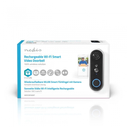 SmartLife Videodeurbel | Wi-Fi | Batterij Gevoed | HD 720p | Cloud Opslag (optioneel) / microSD (niet inbegrepen) | IP54 | Met bewegingssensor | Nachtzicht | Wit