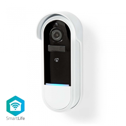 SmartLife Videodeurbel | Wi-Fi | Batterij Gevoed | Full HD 1080p | Cloud Opslag (optioneel) / microSD (niet inbegrepen) | IP54 | Met bewegingssensor | Nachtzicht | Wit