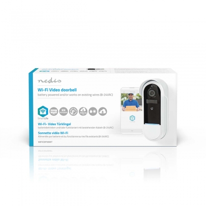 SmartLife Videodeurbel | Wi-Fi | Batterij Gevoed | Full HD 1080p | Cloud Opslag (optioneel) / microSD (niet inbegrepen) | IP54 | Met bewegingssensor | Nachtzicht | Wit