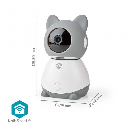 SmartLife Camera voor Binnen | Wi-Fi | Full HD 1080p | Pan tilt | Cloud Opslag (optioneel) / microSD (niet inbegrepen) | Met bewegingssensor | Nachtzicht | Grijs / Wit