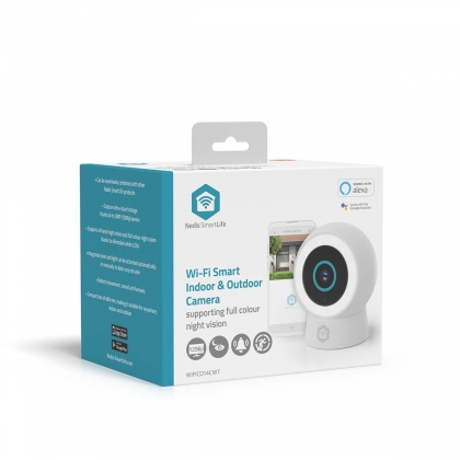 SmartLife Camera voor Buiten | Wi-Fi | Spotlight | 3MP Full HD 1296p | IP65 | Cloud Opslag (optioneel) / microSD (niet inbegrepen) / Onvif | 5 V DC | Met bewegingssensor | Nachtzicht | Wit