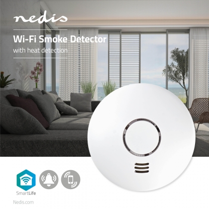SmartLife Rookmelder | Wi-Fi | Warmtesensor | Batterij Gevoed | Levenscyclus sensor: 10 Jaar | EN 14604 | Max. batterijduur: 24 Maanden | 85 dB | Wit | 1 Stuks
