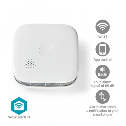 SmartLife Rookmelder | Wi-Fi | Batterij Gevoed | Levenscyclus sensor: 10 Jaar | EN 14604 | Max. batterijduur: 24 Maanden | 85 dB | Wit | 1 Stuks