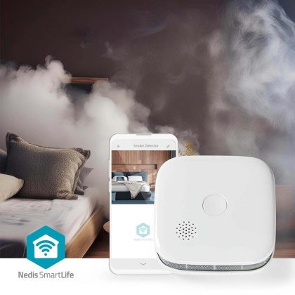 SmartLife Rookmelder | Wi-Fi | Batterij Gevoed | Levenscyclus sensor: 10 Jaar | EN 14604 | Max. batterijduur: 24 Maanden | 85 dB | Wit | 1 Stuks