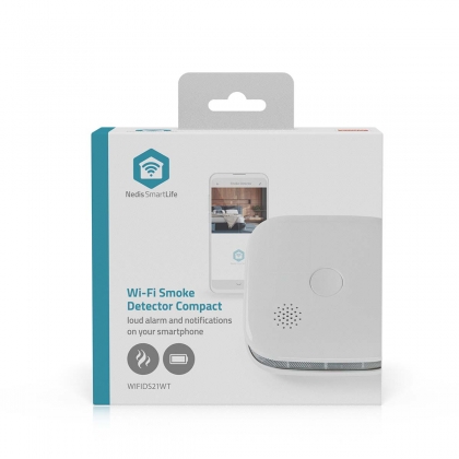 SmartLife Rookmelder | Wi-Fi | Batterij Gevoed | Levenscyclus sensor: 10 Jaar | EN 14604 | Max. batterijduur: 24 Maanden | 85 dB | Wit | 1 Stuks