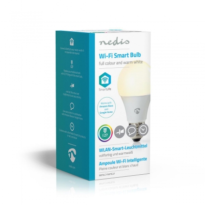 Wi-Fi smart LED-lamp | Full-Colour en Dimbaar Warm-Wit | E27