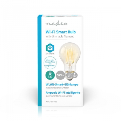 Wi-Fi smart LED-lamp met filament | E27 | A60 | 5 W | 500 lm | Helder