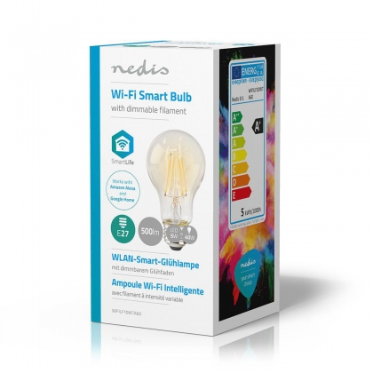 Wi-Fi smart LED-lamp met filament | E27 | A60 | 5 W | 500 lm | Helder