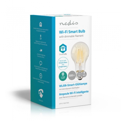 Wi-Fi smart LED-lamp met filament | E27 | A60 | 5 W | 500 lm | Helder
