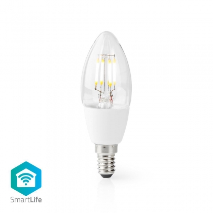 SmartLife LED Filamentlamp | Wi-Fi | E14 | 400 lm | 5 W | Warm Wit | 2700 K | Glas | Android™ / IOS | Kaars | 1 Stuks
