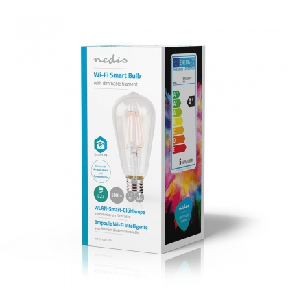 SmartLife LED Filamentlamp | Wi-Fi | E27 | 500 lm | 5 W | Warm Wit | 2700 K | Glas | Android™ / IOS | ST64 | 1 Stuks