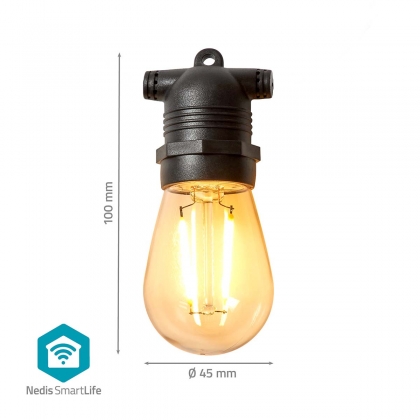 SmartLife Decoratieve LED | Feestverlichting | Wi-Fi | Warm Wit | 10 LED's | 9.00 m | Android™ / IOS | Diameter bulb: 45 mm