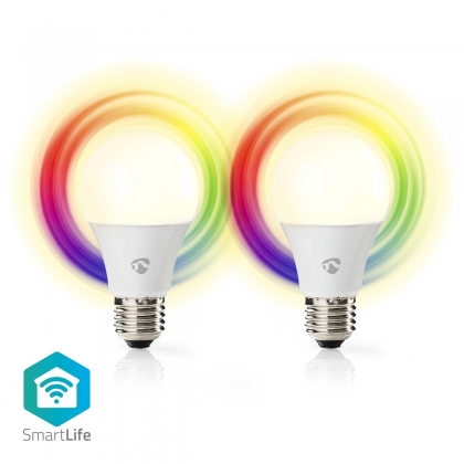 SmartLife Multicolour Lamp | Wi-Fi | E27 | 806 lm | 9 W | RGB / Warm tot Koel Wit | 2700 - 6500 K | Android™ / IOS | Peer | 2 Stuks