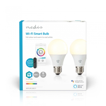 SmartLife Multicolour Lamp | Wi-Fi | E27 | 806 lm | 9 W | RGB / Warm tot Koel Wit | 2700 - 6500 K | Android™ / IOS | Peer | 2 Stuks