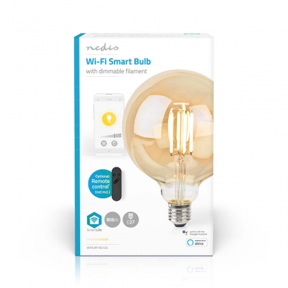 SmartLife LED Filamentlamp | Wi-Fi | E27 | 806 lm | 7 W | Warm Wit | 1800 - 3000 K | Glas | Android™ / IOS | Globe | 1 Stuks