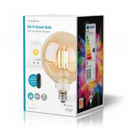 SmartLife LED Filamentlamp | Wi-Fi | E27 | 806 lm | 7 W | Warm Wit | 1800 - 3000 K | Glas | Android™ / IOS | Globe | 1 Stuks