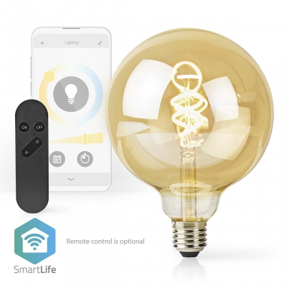 SmartLife LED Filamentlamp | Wi-Fi | E27 | 360 lm | 4.9 W | Warm tot Koel Wit | 1800 - 6500 K | Glas | Android™ / IOS | Globe | 1 Stuks