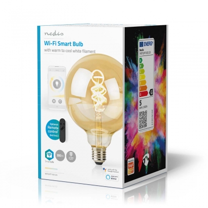 SmartLife LED Filamentlamp | Wi-Fi | E27 | 360 lm | 4.9 W | Warm tot Koel Wit | 1800 - 6500 K | Glas | Android™ / IOS | Globe | 1 Stuks