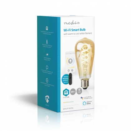 SmartLife LED Filamentlamp | Wi-Fi | E27 | 360 lm | 4.9 W | Warm tot Koel Wit | 1800 - 6500 K | Glas | Android™ / IOS | ST64 | 1 Stuks