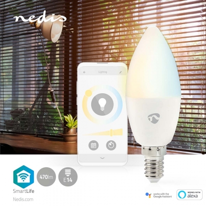 SmartLife LED Bulb | Wi-Fi | E14 | 470 lm | 4.9 W | Warm tot Koel Wit | 2700 - 6500 K | Android™ / IOS | Kaars | 1 Stuks