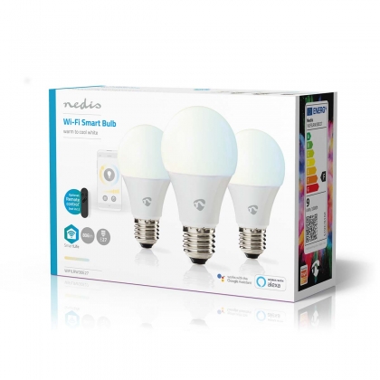 SmartLife LED Bulb | Wi-Fi | E27 | 806 lm | 9 W | Warm tot Koel Wit | 2700 - 6500 K | Android™ / IOS | Peer | 3 Stuks