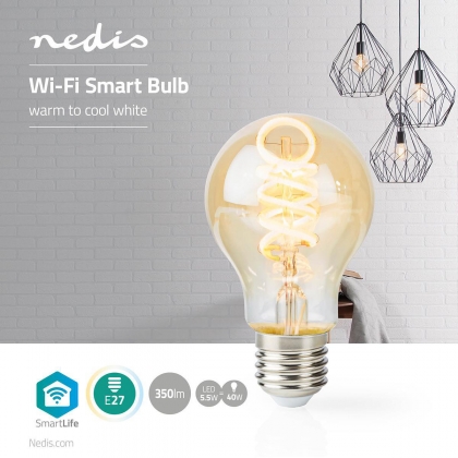 SmartLife LED Filamentlamp | Wi-Fi | E27 | 350 lm | 5.5 W | Koel Wit / Warm Wit | 1800 - 6500 K | Glas | Android™ / IOS | A60 | 1 Stuks