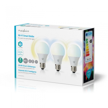 Wi-Fi smart LED-lampen | Warm- tot Koud-Wit | E27 | 3-Pack