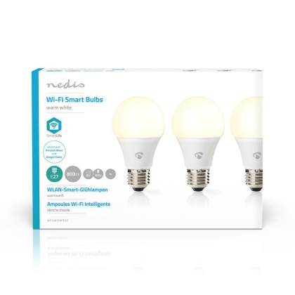 Wi-Fi Smart LED-Lamp | Warm Wit | E27 | 3-Pack