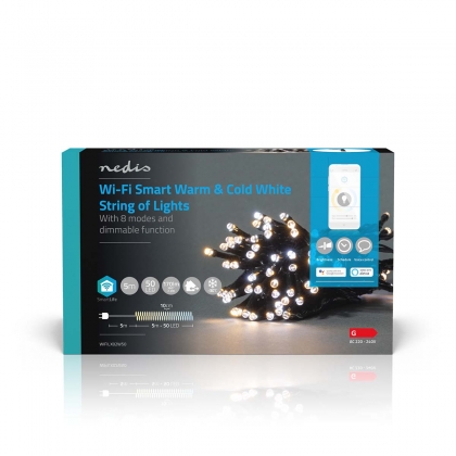 SmartLife-kerstverlichting | Koord | Wi-Fi | Warm tot Koel Wit | 50 LED's | 5.00 m | Android™ / IOS