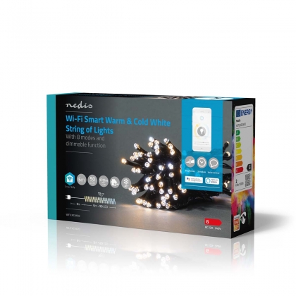 SmartLife-kerstverlichting | Koord | Wi-Fi | Warm tot Koel Wit | 50 LED's | 5.00 m | Android™ / IOS