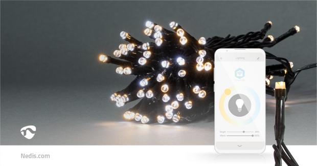 SmartLife-kerstverlichting | Koord | Wi-Fi | Warm tot Koel Wit | 50 LED's | 5.00 m | Android™ / IOS