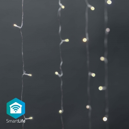 SmartLife-kerstverlichting | Gordijn | Wi-Fi | Warm Wit | 200 LED's | 3.00 m | Android™ / IOS