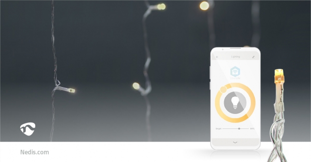 SmartLife-kerstverlichting | Gordijn | Wi-Fi | Warm Wit | 200 LED's | 3.00 m | Android™ / IOS