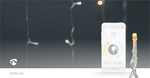 SmartLife-kerstverlichting | Gordijn | Wi-Fi | Warm tot Koel Wit | 200 LED's | 3 m | Android™ / IOS