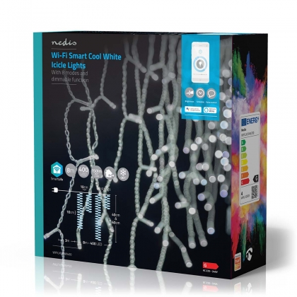 SmartLife-kerstverlichting | Ijskegel | Wi-Fi | Koel Wit | 400 LED's | 8.00 m | Android™ / IOS