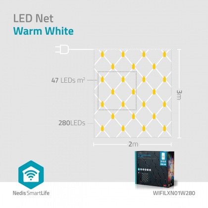 SmartLife-kerstverlichting | Net | Wi-Fi | Warm Wit | 280 LED's | 3.00 m | 3 x 2 m | Android™ / IOS