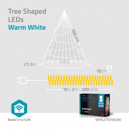 SmartLife-kerstverlichting | Boom | Wi-Fi | Warm Wit | 200 LED's | 20.0 m | 10 x 2 m | Android™ / IOS