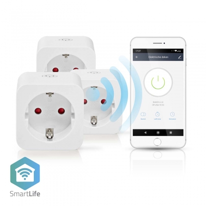 SmartLife Slimme Stekker | Wi-Fi | 3680 W | Type F (CEE 7/3) | 0 - 55 °C | Android™ / IOS | Wit | 3 Stuks