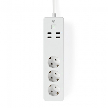 Wi-Fi Smart Stekkerdoos | 3x Schuko Type F | 4x USB | 16 A