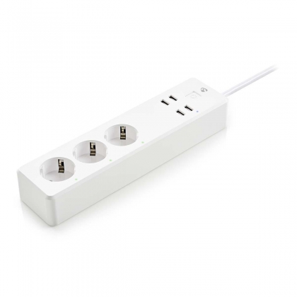 Wi-Fi Smart Stekkerdoos | 3x Schuko Type F | 4x USB | 16 A
