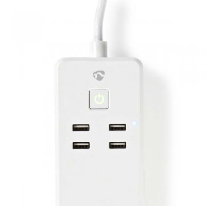 Wi-Fi Smart Stekkerdoos | 3x Schuko Type F | 4x USB | 16 A