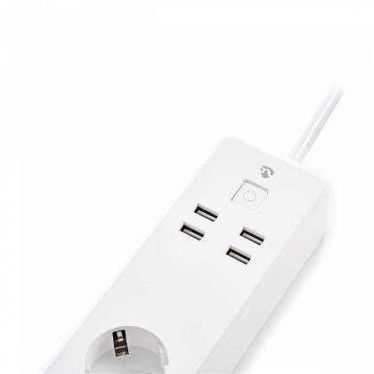 Wi-Fi Smart Stekkerdoos | 3x Schuko Type F | 4x USB | 16 A