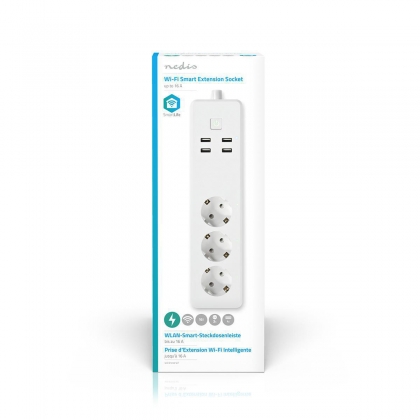 Wi-Fi Smart Stekkerdoos | 3x Schuko Type F | 4x USB | 16 A