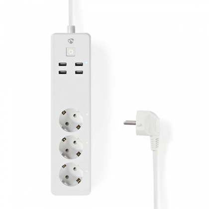 Wi-Fi Smart Stekkerdoos | 3x Schuko Type F | 4x USB | 16 A