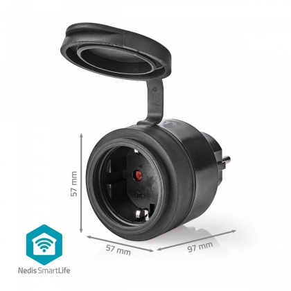 SmartLife Slimme Stekker | Wi-Fi | IP44 | 3680 W | Randaarde stekker / Type F (CEE 7/7) | -5 - 40 °C | Android™ / IOS | Zwart | 1 Stuks